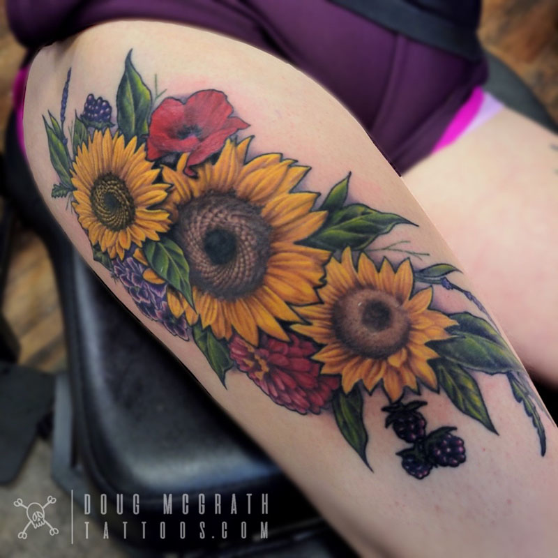 Art Junkies Tattoo Studio : Tattoos : Flower Rose : Flower Half Sleeve  Brent Olson Art Junkies Tattoo