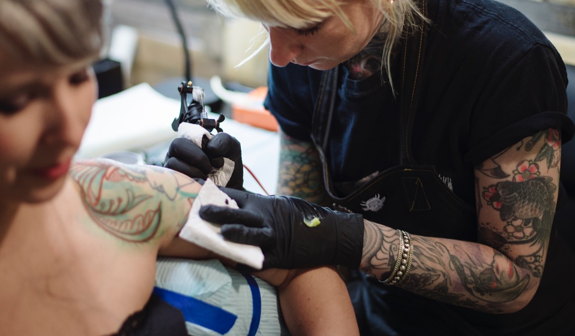 Founder of Griffin Salve, Marisa Griffin, getting a new tattoo Founder of Griffin Salve, Marisa Griffin, getting a new tattoo