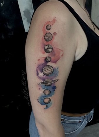 solar system silhouette tattoo