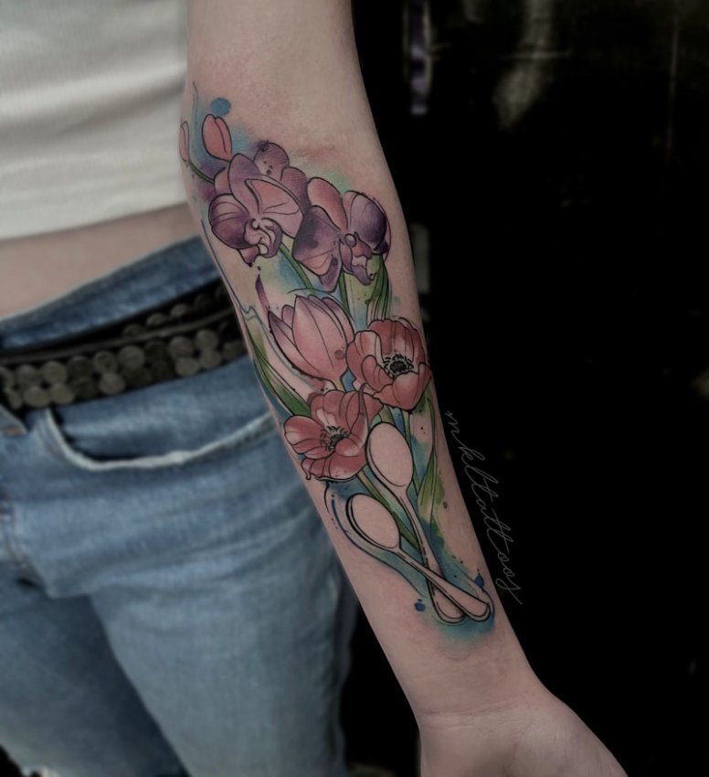 CatrinaDay of the Dead Flowers Skull Tattoo  Slave to the Needle