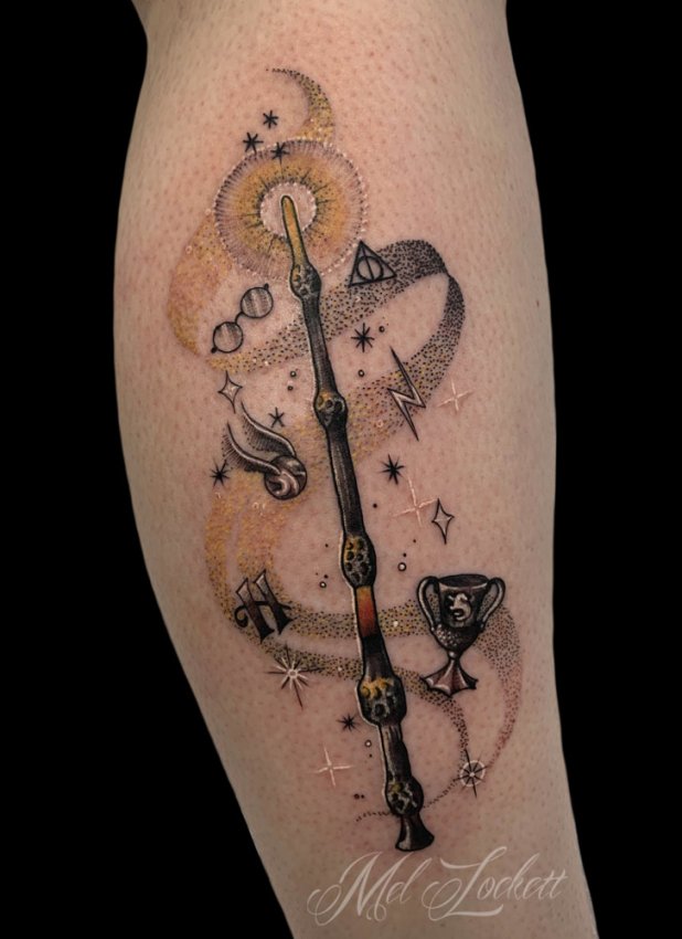 Harry Potter Elder Wand finger tattoo. Worth the pain. | Finger tattoos, Wand  tattoo, Hand tattoos for women