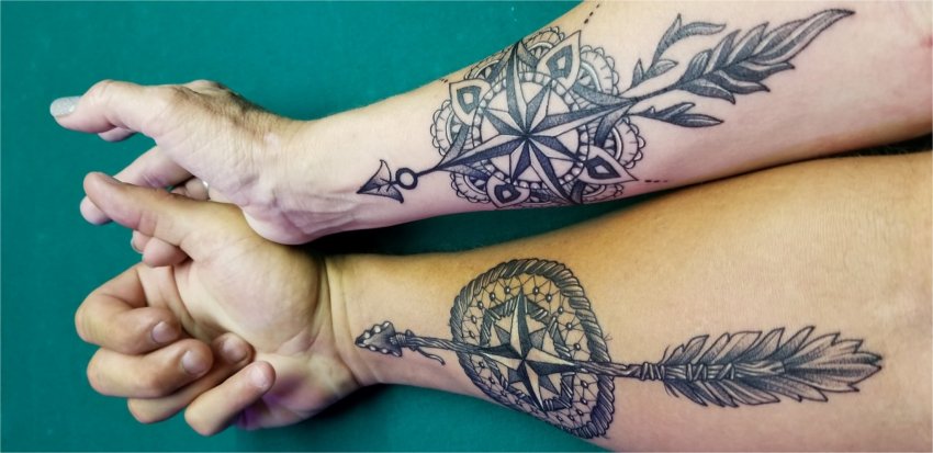 Tattoo of Bracelets Thorns Initials